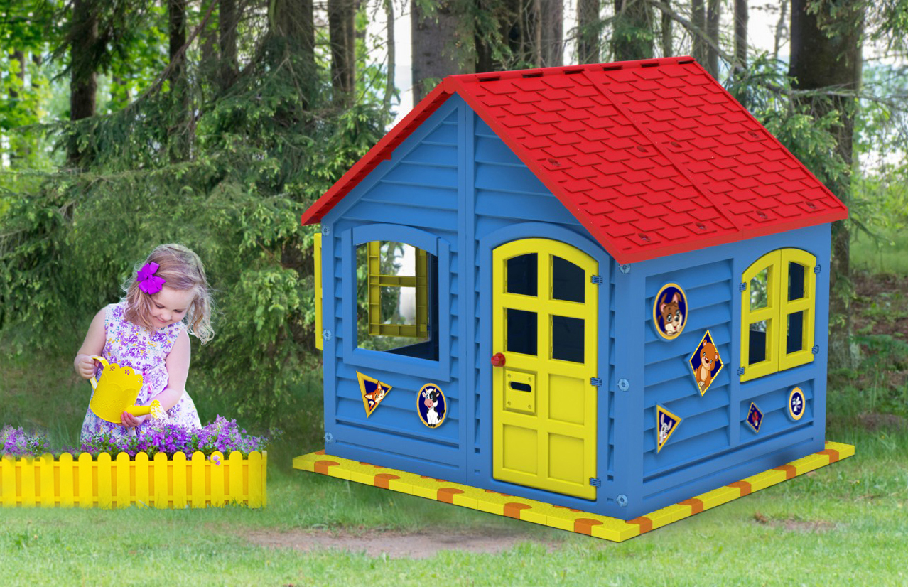 Площадка для детских домиков Puzzle Playground 125х125 см с домиком
